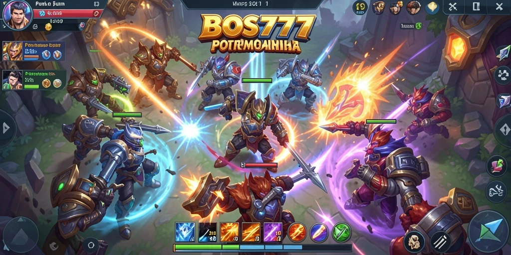 Tangkapan layar utama BOS777 menunjukkan aksi seru gameplay MOBA.