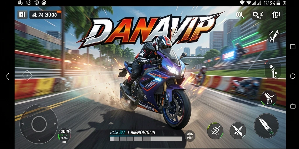 Tampilan gameplay seru dari balapan motor di DANAVIP.