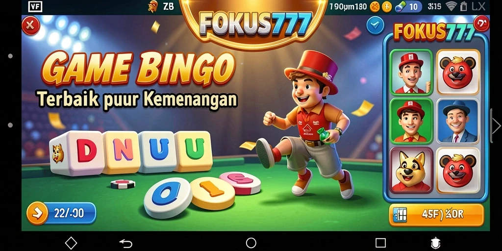 Tangkapan layar FOKUS777 menunjukkan gameplay seru Bingo yang ramai.