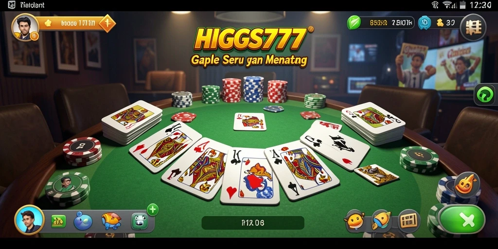 Screenshot gameplay HIGGS777 dengan suasana permainan Gaple yang seru.