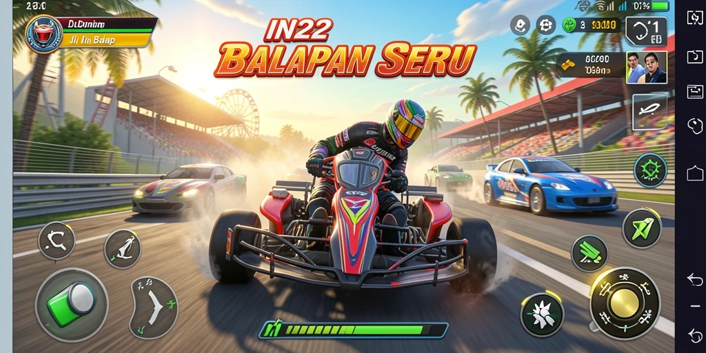 Gameplay seru di IN22 dengan mobil balap yang menegangkan.