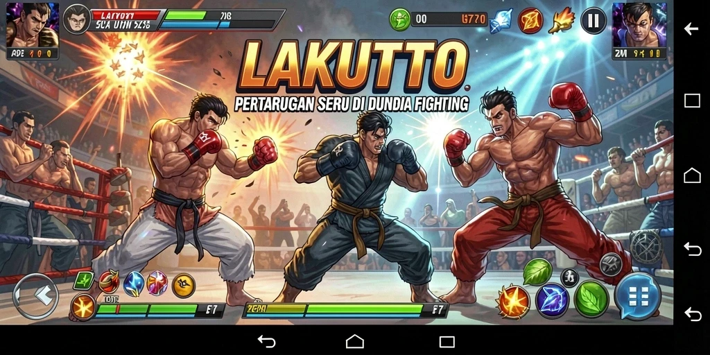Gameplay <strong>LAKUTOTO</strong> menampilkan pertarungan yang dinamis dan seru.
