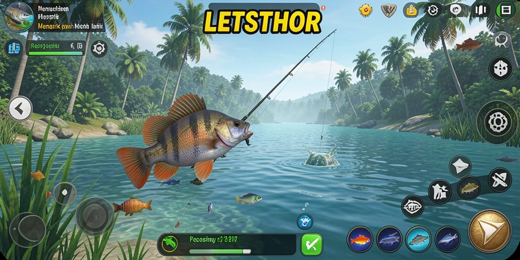 Gameplay LETSTHOR yang mendebarkan saat memancing ikan.
