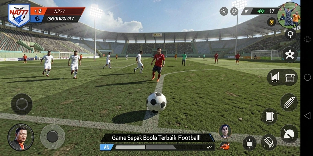 Tampilan gameplay NA777 yang memukau dengan pertandingan sepak bola yang seru.