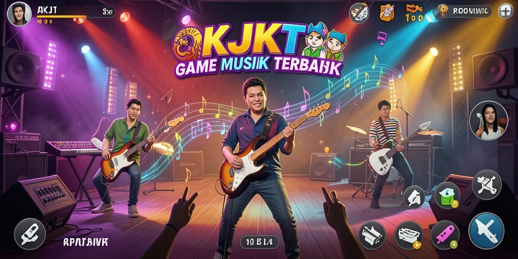 Screenshot gameplay OKJKT yang menampilkan tantangan musik yang seru.