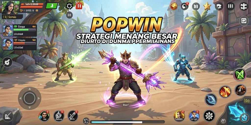 Screenshot utama POPWIN menunjukkan gameplay strategis yang menarik.