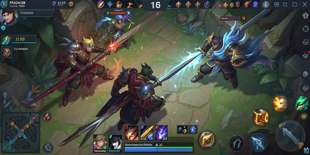 Tangkapan layar gameplay menampilkan pertarungan seru di PRADA188, karakter unik dan strategi tim.