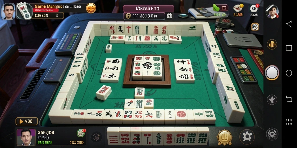 Tampilan menarik dari gameplay Mahjong V98 yang seru.